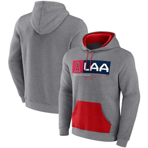 Los Angeles Angels Heathered Gray Iconic Steppin Up Fleece Pullover Hoodie